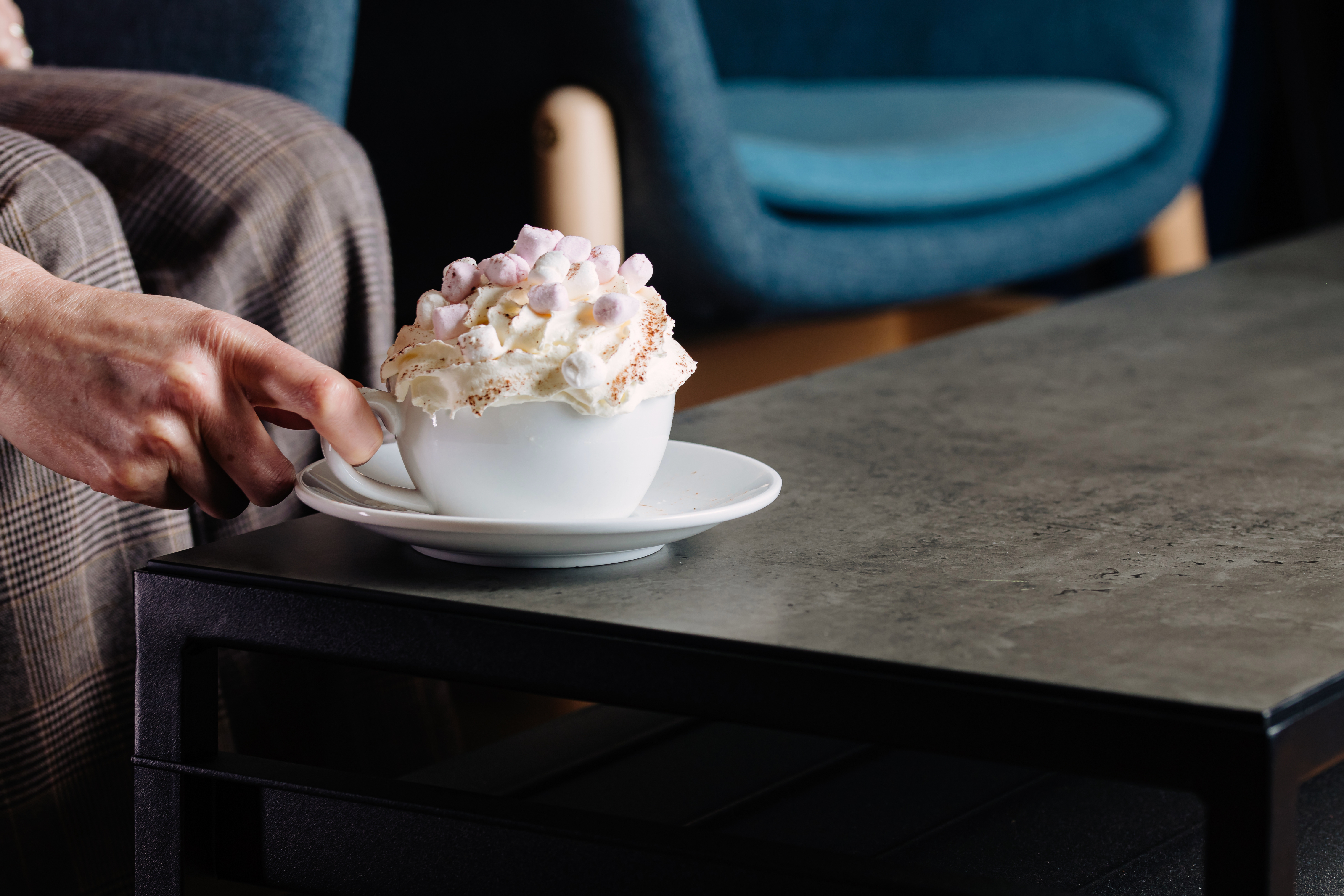 Hot chocolate presented on a table