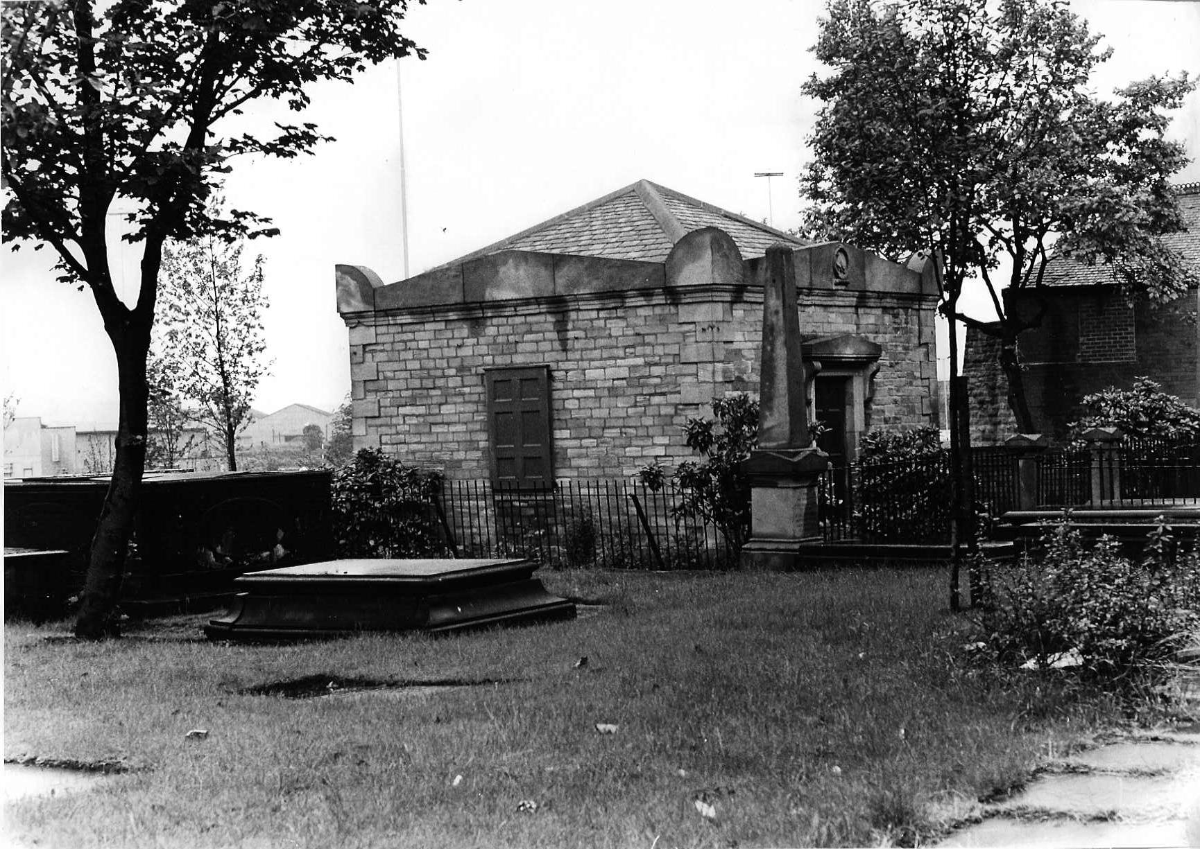 Black and white photograph of the Walker mausoleum