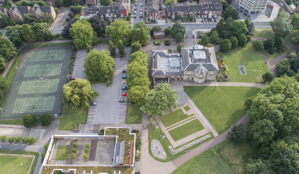 Aerial view of Clifton park museum