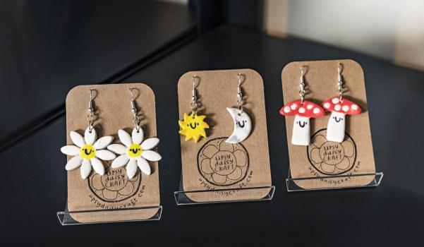 Selection of earring gifs on display at the gift shop