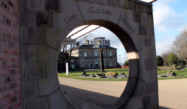 View of museum from the garden house